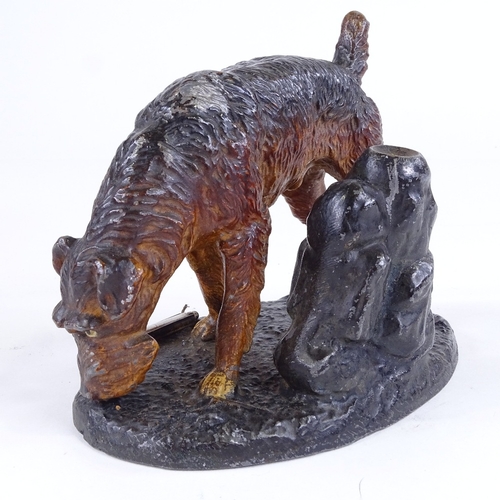 517 - A cold painted spelter Terrier design table lighter, length 17cm