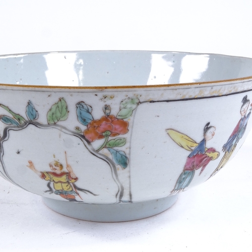 539 - A Chinese white glaze porcelain bowl, with hand painted and enamelled figures, diameter 20cm, height... 