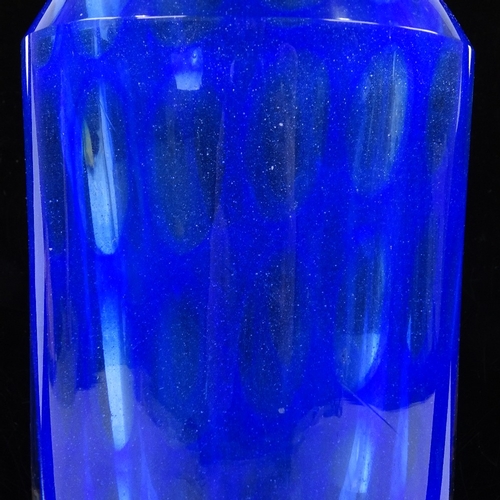 541 - VICKE LINDSTRAND for KOSTA SWEDEN - blue and clear glass vase, 1960s, fully signed LH6085, height 17... 