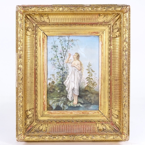 552 - Helene Plante, 19th century Paris Porcelain plaque, depicting a Classical girl, in ornate gilt-gesso... 