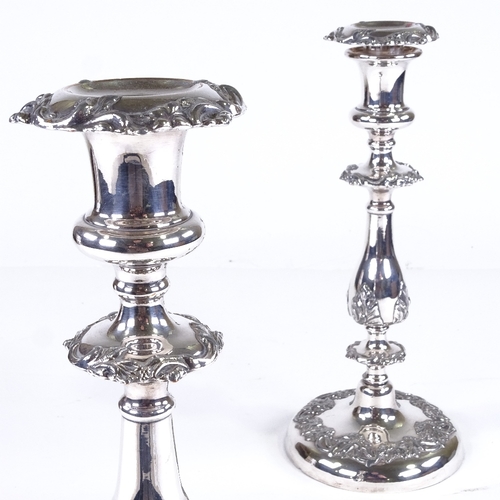 560 - A pair of 19th century electroplate candlesticks, height 27cm