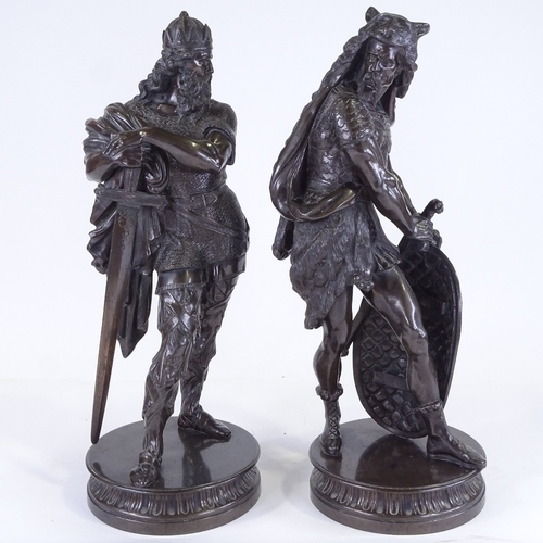 568 - A large pair of French bronze sculptures, Hercules with Nemean Lion skin and broadsword, late 19th/e... 