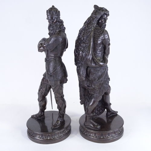 568 - A large pair of French bronze sculptures, Hercules with Nemean Lion skin and broadsword, late 19th/e... 