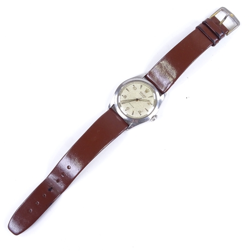 1000 - ROLEX - a 1950s stainless steel Oyster Precision mechanical wristwatch, ref. 6082, circa 1952, cream... 