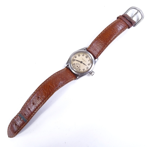 1004 - ROLEX - a Vintage stainless steel Oyster Royal mechanical wristwatch, circa 1940s, silvered dial wit... 