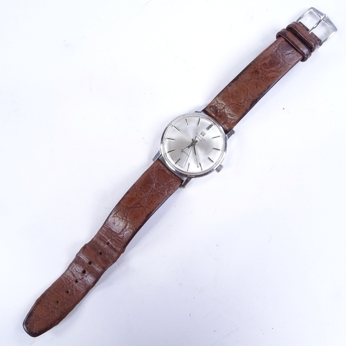 1007 - TISSOT - a Vintage stainless steel Seastar mechanical wristwatch, silvered dial with baton hour mark... 