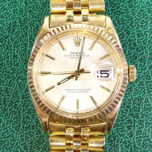 1009 - ROLEX - an 18ct gold Oyster Perpetual Datejust automatic wristwatch, ref. 1600, circa 1966, silvered... 