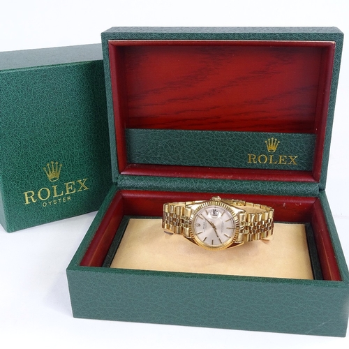 1009 - ROLEX - an 18ct gold Oyster Perpetual Datejust automatic wristwatch, ref. 1600, circa 1966, silvered... 