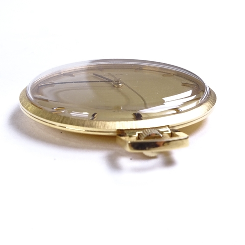 1020 - TISSOT - a Vintage gold plated Stylist open-face top-wind pocket watch, gilt dial with black baton h... 