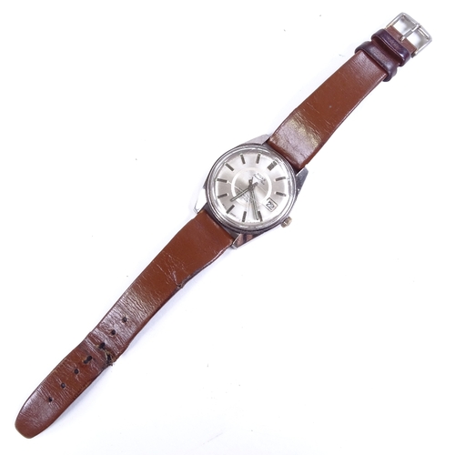 1022 - ROSS - a Vintage stainless steel Grand Prix mechanical wristwatch, silvered dial with fluted baton h... 