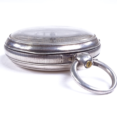 1028 - A 19th century silver-cased open-face key-wind pocket watch, by Adam Burdess of Coventry, silver dia... 