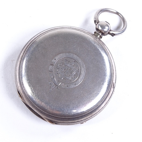 1028 - A 19th century silver-cased open-face key-wind pocket watch, by Adam Burdess of Coventry, silver dia... 