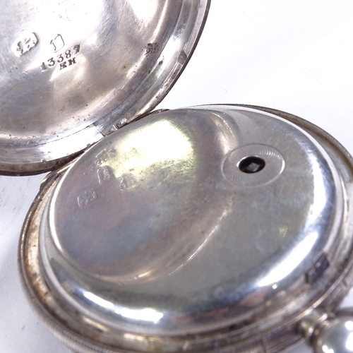 1028 - A 19th century silver-cased open-face key-wind pocket watch, by Adam Burdess of Coventry, silver dia... 