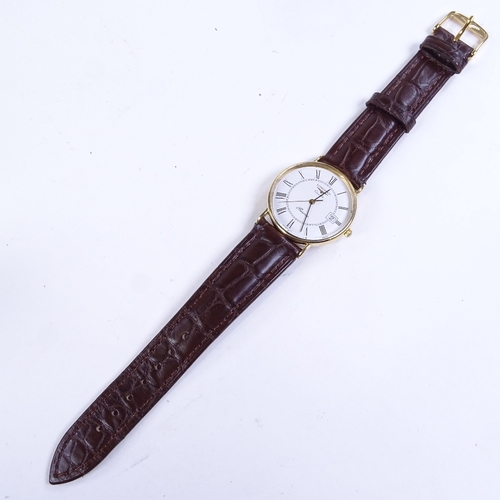 1041 - LONGINES - a Vintage 9ct gold Presence quartz wristwatch, ref. 24.324.719, white dial with Roman num... 