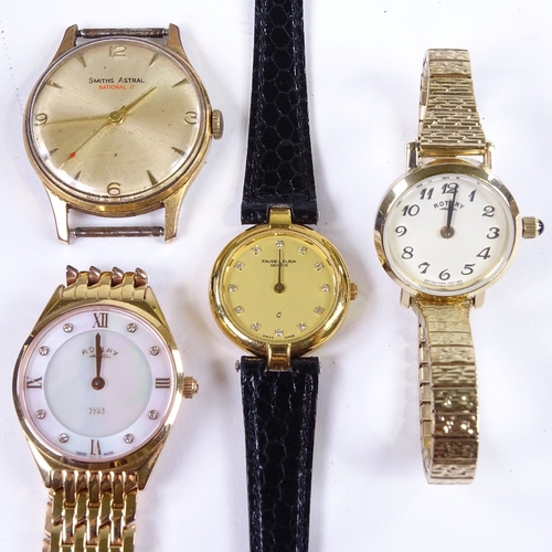 1056 - 4 various wristwatches, including Smiths Astral, National 17, Favre-Leuba and Rotary, only Smiths cu... 