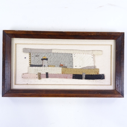 2006 - Janet Bolton, applique collage, heading towards the evening star, signed and framed, overall 8.8