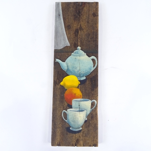 2008 - Jane Sybilla Fordham, oil on wood plank, still life, 27.5