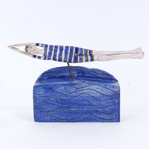 2013 - Jane Muir, ceramic sculpture, the swimmer, length 13