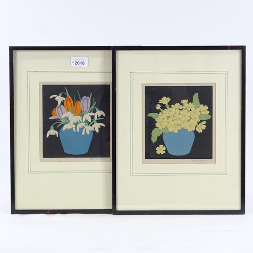 2018 - John Hall Thorpe, 2 colour wood-cut prints, crocus and snow drops and primroses, image 6.5