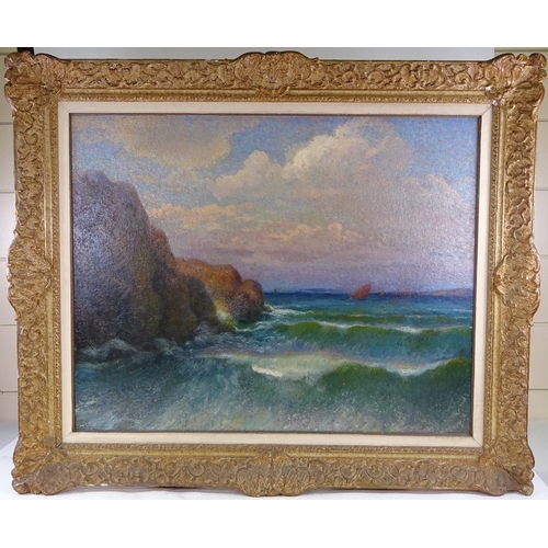 2022 - French School, late 19th/early 20th century oil on canvas, pointilist study, racing yachts off the s... 