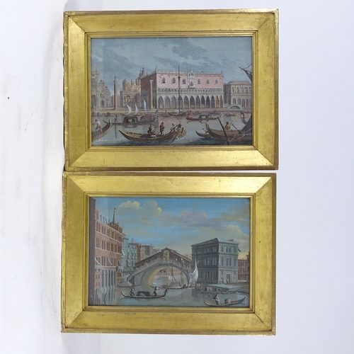 2029 - Italian School, pair of gouache paintings, the Doges Palace and Rialto Bridge Venice, unsigned, date... 