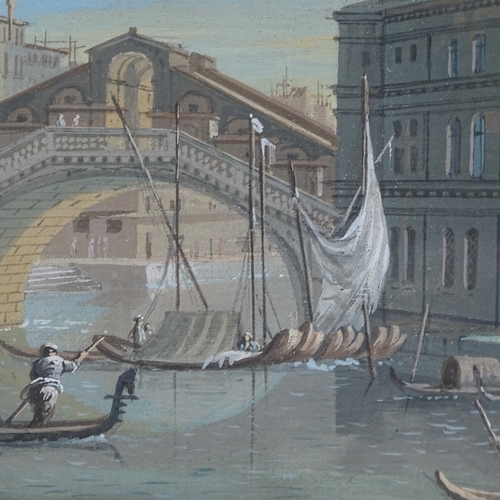 2029 - Italian School, pair of gouache paintings, the Doges Palace and Rialto Bridge Venice, unsigned, date... 