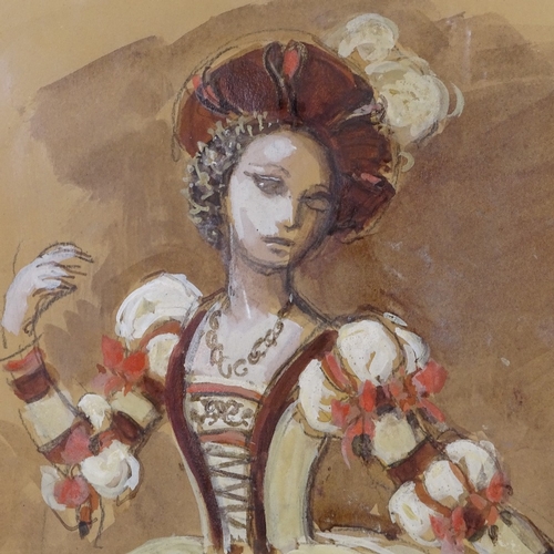 2032 - Carl Toms, original watercolour, theatrical costume design, peasant girl, from the Royal Ballet Comp... 