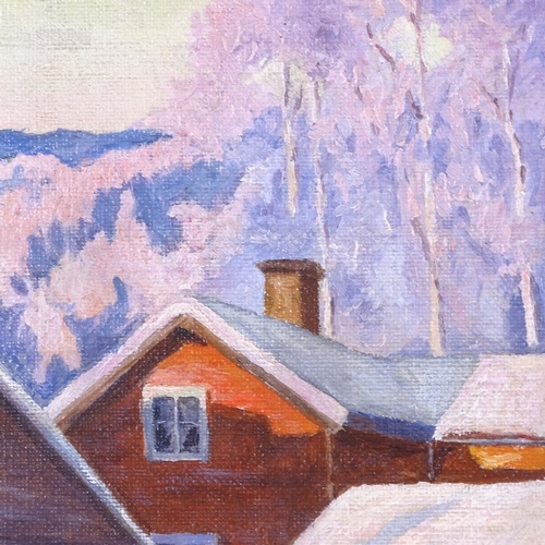 2035 - A Schultzberg, oil on canvas, winter landscape, signed, 15.5