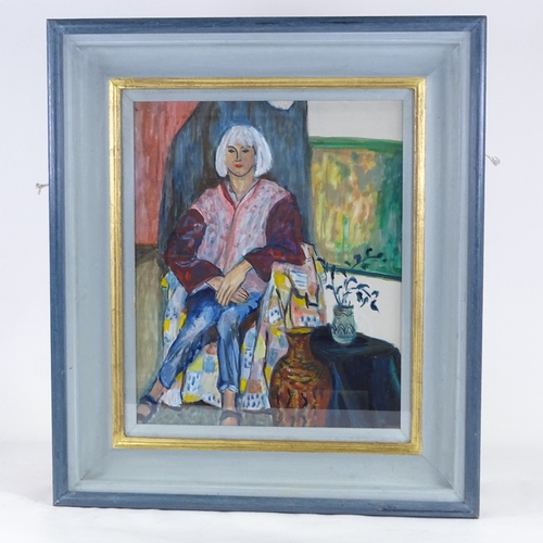 2052 - D McClure, oil on board, interior scene, inscribed verso, 18.5