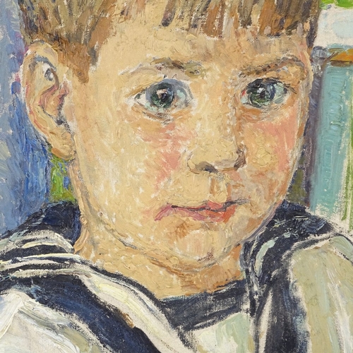 2053 - Harry Rutherford (1903 - 1985), oil on canvas, portrait of a boy in a sailor suit, signed, 20