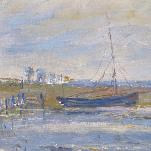 2057 - Henry Paul Treeby, oil on board, on the Stour, signed and dated 1924, Exhibition label verso, 935