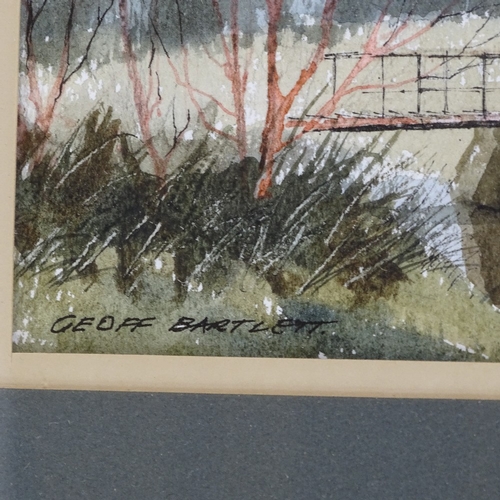 2058 - Geoff Bartlett, 2 watercolours, rural scenes, largest 9.5