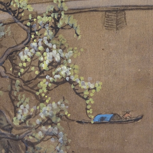 2077 - 19th century Chinese School, watercolour on silk, mountain landscape, 14