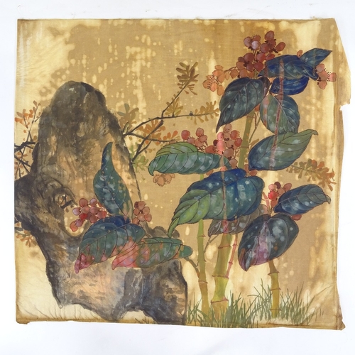 2078 - 19th century Chinese School, watercolour on silk, floral study, 16