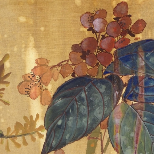 2078 - 19th century Chinese School, watercolour on silk, floral study, 16