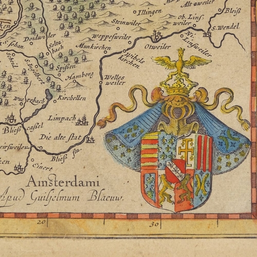 2081 - William Blaeu, hand coloured map of Lorraine, France, 1640, sheet size 16