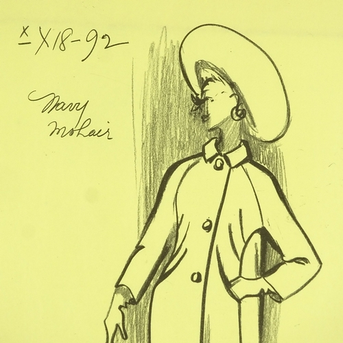 2084 - Christian Dior, 6 fashion drawings, circa 1950s, sheet size 13