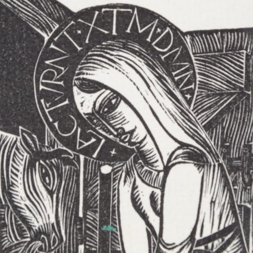 2085 - David Jones, wood engraving, Nativity scene, circa 1930s, Ditchling Press Christmas card, 5