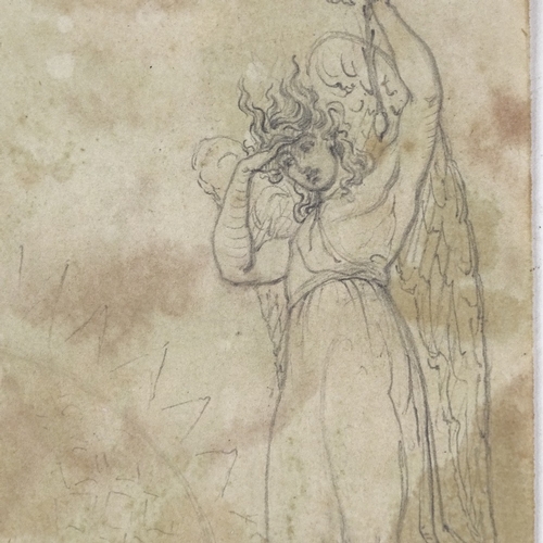 2088 - Circle of Edward Burne Jones, pencil sketch on paper, pre-Raphaelite studies with indistinct pencil ... 