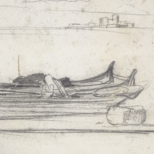 2090 - Louis Cabat (1812 - 1893), pencil drawing, Barques Sur Le Lac De Garde, 1837, Studio stamp, 6