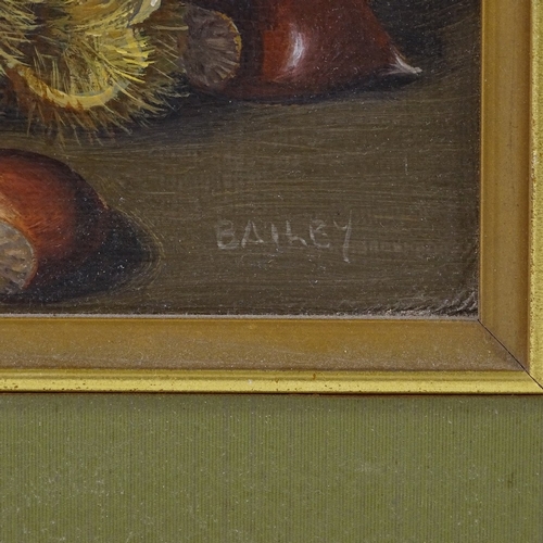 2095 - Bailey, oil on canvas, still life, chestnuts and flagon, 10