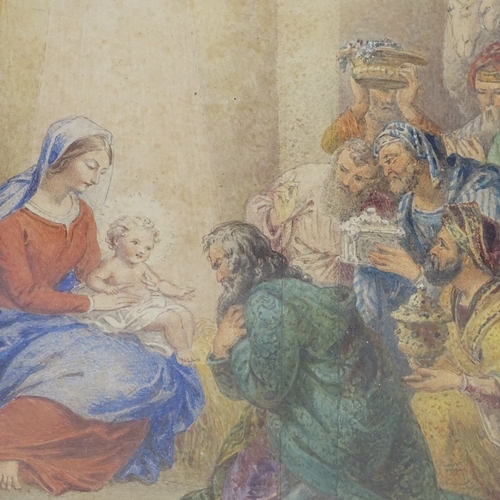 2099 - 19th century watercolour, the birth of Christ, unsigned, 15