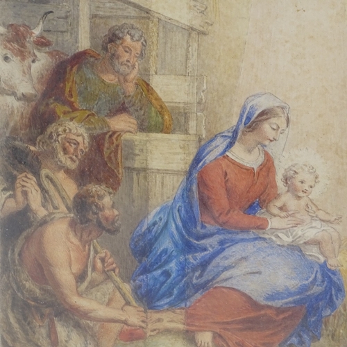 2099 - 19th century watercolour, the birth of Christ, unsigned, 15