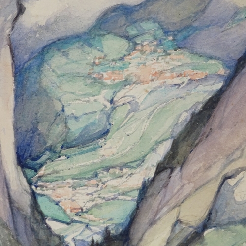 2111 - H J Yates, watercolour, mountain landscape, signed, 21