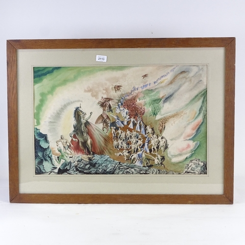 2113 - Gilham, watercolour, surrealist composition, signed, 15