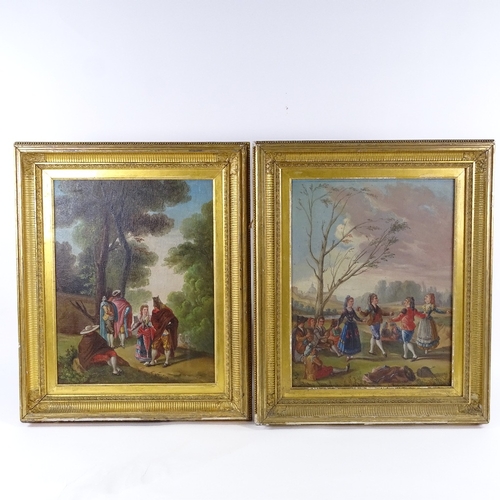 2114 - A pair of 19th century oils on canvas, Classical scenes, unsigned, 15