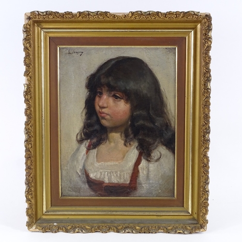 2115 - L Wagner, oil on canvas, portrait of a child, signed, 15