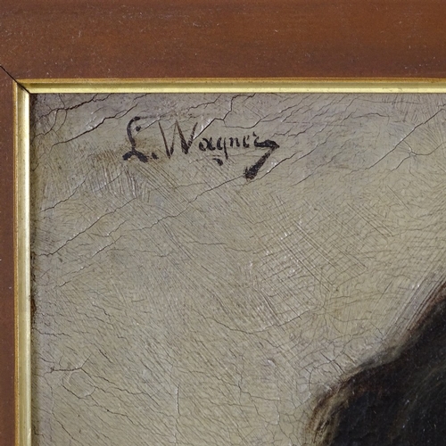 2115 - L Wagner, oil on canvas, portrait of a child, signed, 15