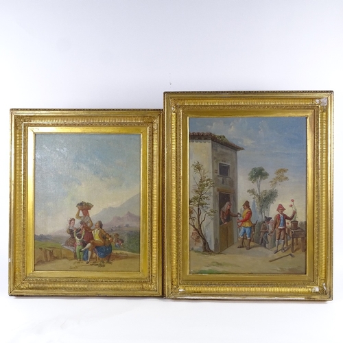 2116 - A pair of 19th century oils on canvas, Continental scenes, unsigned, 16