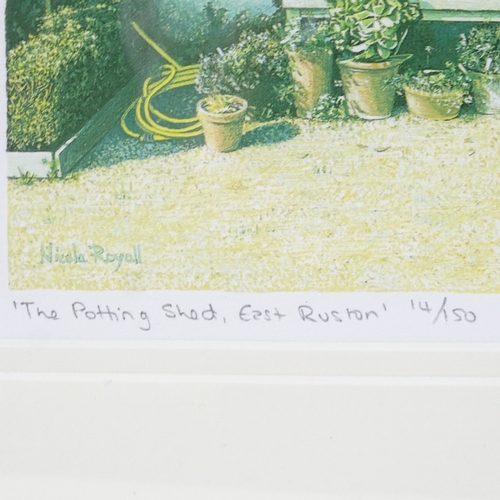 2120 - Nicola Royall, limited edition print, the potting shed East Rustin, signed in pencil, no. 14/150, im... 